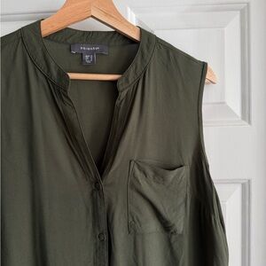 Primark Olive Green Sleeveless Button-Front Top